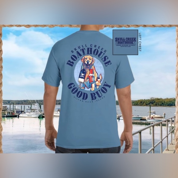 Hilton Head Island Skull Creek Boathouse Good Buoy Dog Tee XL Blue HHI Shirt - Picture 5 of 6